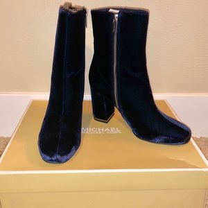 NWT, In Box Michael Kors Ursula Blue Velvet Bootie